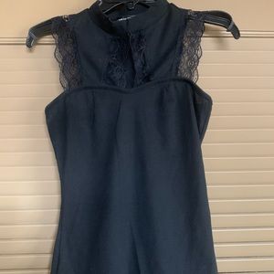 SHEIN new black lace collar tank top Sz XS